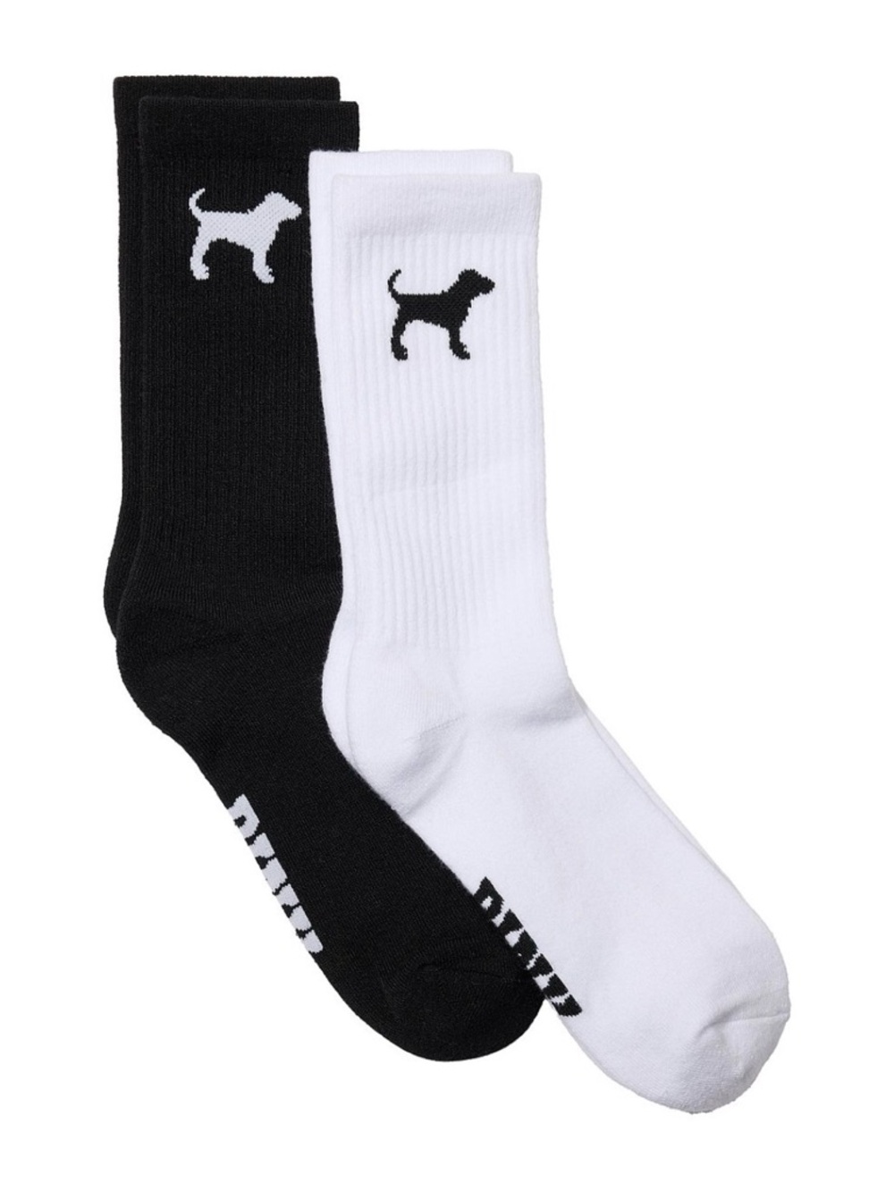 PINK Victoria's Secret “Black and White Dog” Crew Socks 2-Pack- NWT